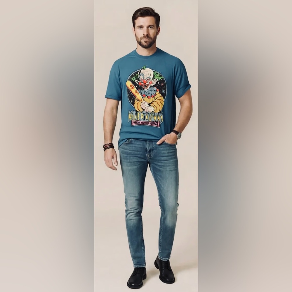 Steven Rhodes Killer Klowns from Outer Space T-Shirt 2XL Blue Horror Graphic Tee